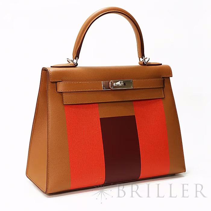 HERMES エルメス ケリー レター 28 外縫い エプソン×ソンブレロ×タデラクト ゴールド×カプシーヌ×ルージュアッシュ シルバー金具