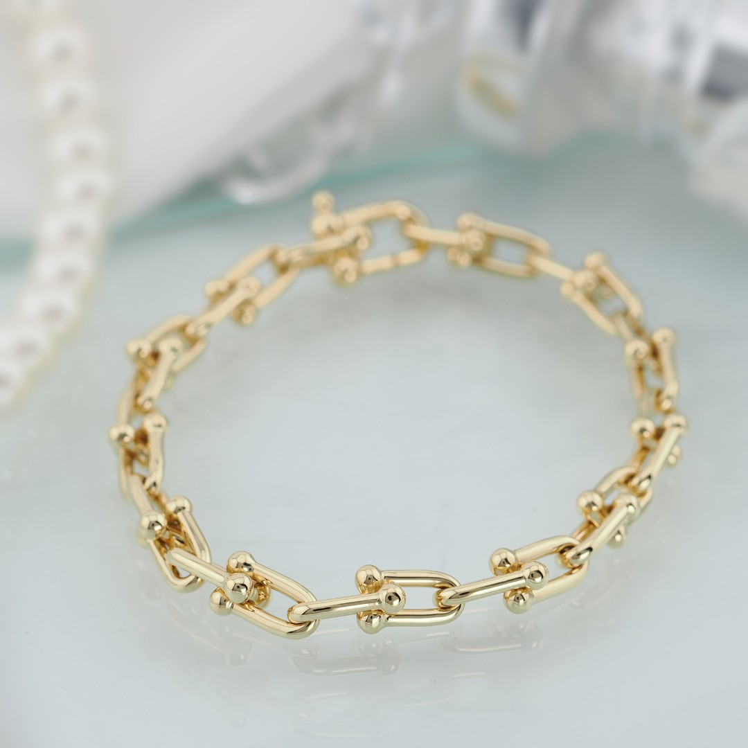 TIFFANY & Co. ティファニー ハードウェア スモール リンク ブレスレット ラージ イエローゴールド 38086839