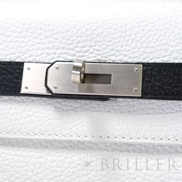 HERMES エルメス ケリー 32 内縫い トリヨンクレマンス ホワイト ブラック マットシルバー金具 パーソナルオーダー
