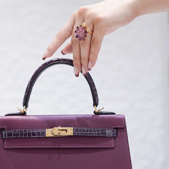 Van Cleef & Arpels ヴァン クリーフ&アーペル ハワイ ラージ モデル リング 15号 イエローゴールド ピンクサファイア アメジスト