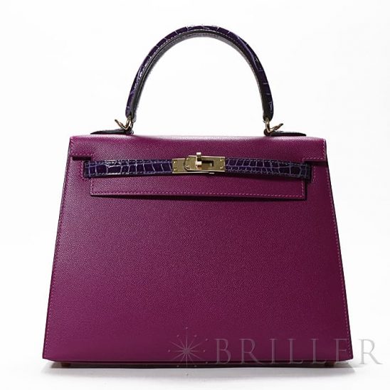 HERMES エルメス ケリー タッチ 25 外縫い マダム×クロコダイルニロティカス アネモネ×アメジスト シャンパンゴールド金具