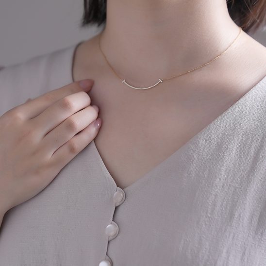 TIFFANY & Co. ティファニー T スマイル スモール ペンダント ダイヤモンド イエローゴールド 63058785