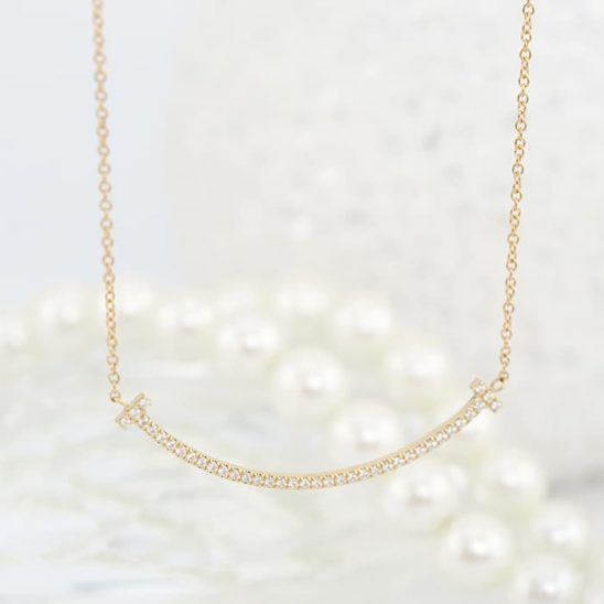 TIFFANY & Co. ティファニー T スマイル スモール ペンダント ダイヤモンド イエローゴールド 63058785