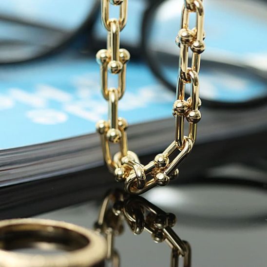 TIFFANY & Co. ティファニー ハードウェア ミディアム リンク ネックレス イエローゴールド 70751127/70751119