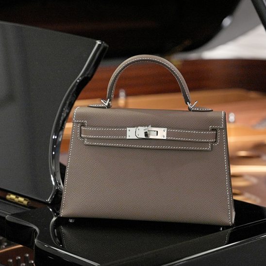 HERMES エルメス ケリー ミニケリー2 エプソン エトゥープ シルバー金具