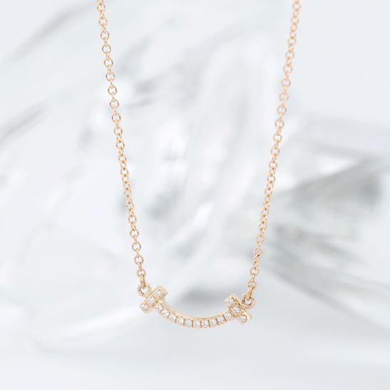 TIFFANY & Co. ティファニー T スマイル ミニ ペンダント ローズゴールド ダイヤモンド 63843385