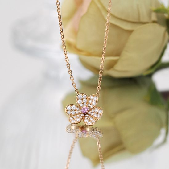Van Cleef & Arpels ヴァン クリーフ&アーペル フリヴォル スモール ネックレス ピンクゴールド ダイヤモンド ピンクサファイア VCARP6L400
