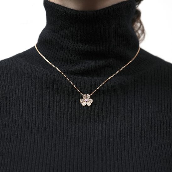 Van Cleef & Arpels ヴァン クリーフ&アーペル フリヴォル スモール ネックレス ピンクゴールド ダイヤモンド ピンクサファイア VCARP6L400