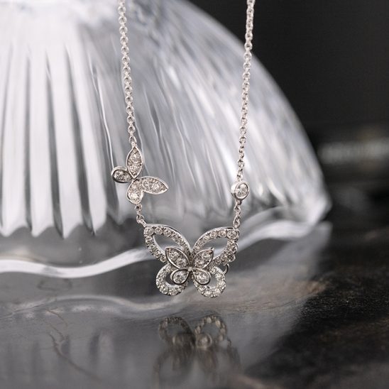 GRAFF グラフ ダブル バタフライ シルエット ネックレス ホワイトゴールド ダイヤモンド RGP745