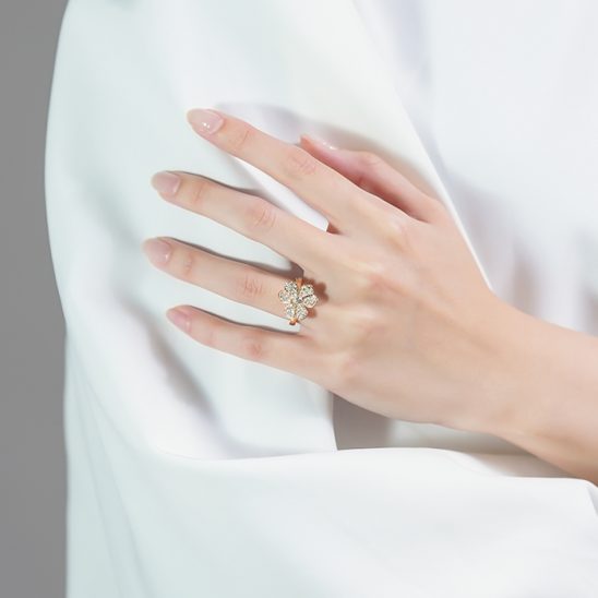 Van Cleef & Arpels ヴァン クリーフ&アーペル フリヴォル リング 1フラワー スモールモデル イエローゴールド ダイヤモンド 8号 VCARPJMQ48