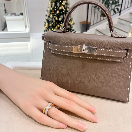 HERMES エルメス ケリー ミニケリー2 エプソン エトゥープ シルバー金具　CARTIER カルティエ トリニティ リング ホワイトゴールド イエローゴールド ピンクゴールド ダイヤモンド 9号 B4038900