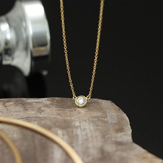 TIFFANY & Co. ティファニー バイ ザ ヤード ネックレス イエローゴールド ダイヤモンド 0.21ct