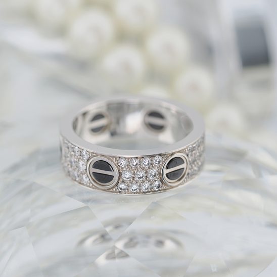 CARTIER カルティエ ラブ リング クラシックモデル パヴェダイヤモンド セラミック 14号 B4207600 