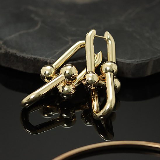 TIFFANY & Co. ティファニー ハードウェア エクストララージ リンク ピアス イエローゴールド 38087983