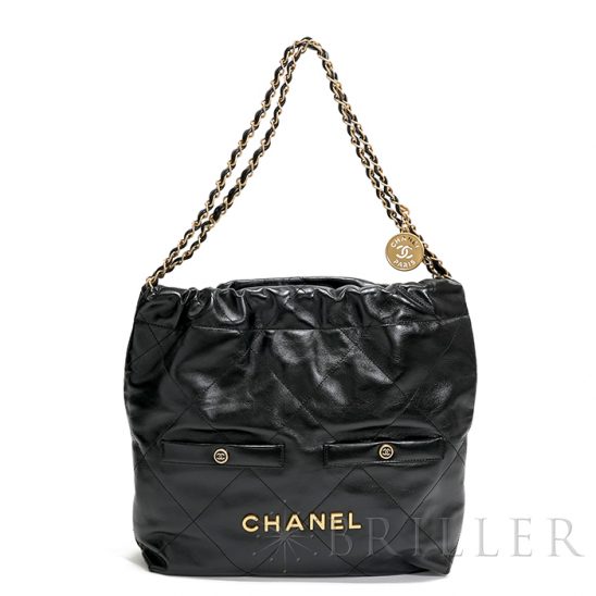 CHANEL シャネル シャネル22 スモール ハンドバッグ シャイニーカーフスキン ブラック AS3260 B17724