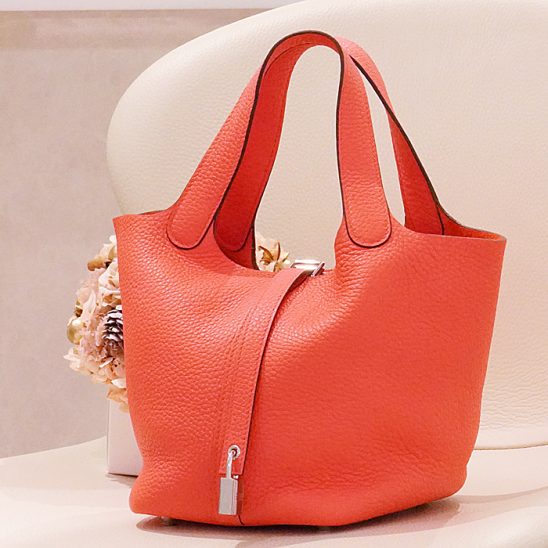 HERMES エルメス ピコタン ロックPM トリヨンクレマンス ローズテキサス シルバー金具