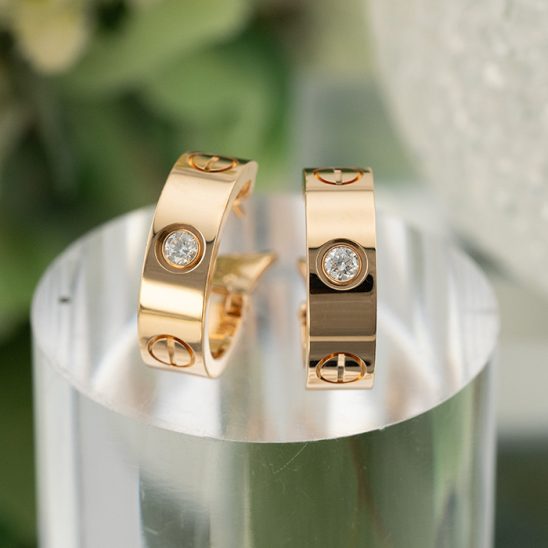 CARTIER カルティエ ラブ フープ ピアス クラシックモデル ピンクゴールド ダイヤモンド B8301218