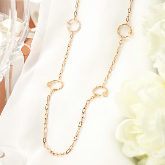 CARTIER カルティエ ジュストアンクル ネックレス ピンクゴールド、ダイヤモンド N7413400