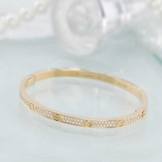 CARTIER カルティエ ラブ ブレスレット スモールモデル パヴェダイヤモンド イエローゴールド 15号 N6710615
