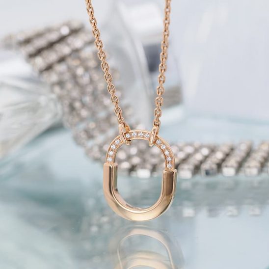 TIFFANY & Co. ティファニー ロック スモールペンダント ネックレス ローズゴールド ダイヤモンド 74365752