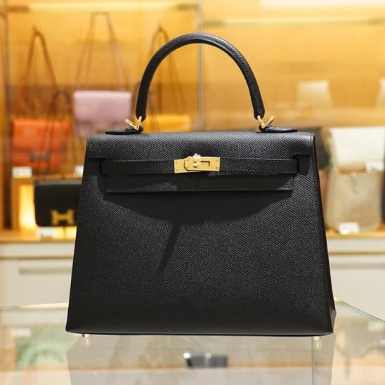 HERMES エルメス ケリー 25 外縫い エプソン ノワール(ブラック) ゴールド金具