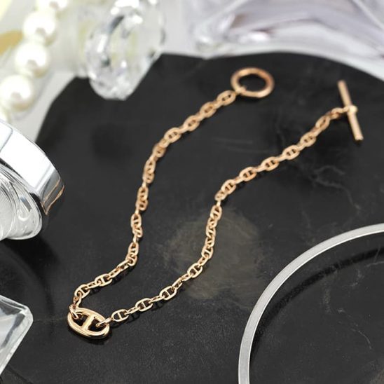 HERMES エルメス シェーヌダンクル ファランドール ブレスレット TPM ピンクゴールド ST