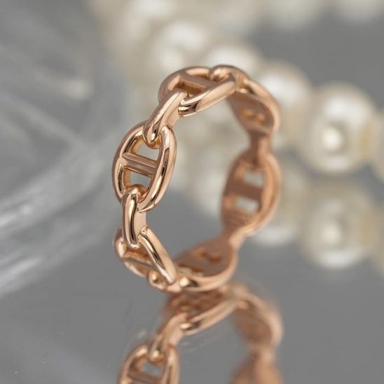 HERMES エルメス シェーヌダンクル アンシェネ リング ピンクゴールド 11号