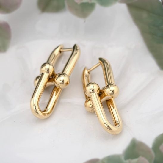 TIFFANY & Co. ティファニー ハードウェア ミディアム リンク ピアス イエローゴールド 73584558/73584531