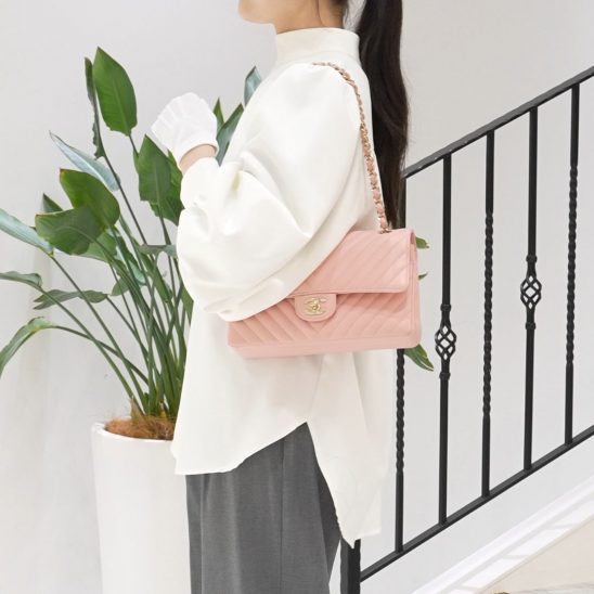 CHANEL シャネル クラシック ハンドバッグ ピンク キャビアスキン A01112 Y04059 NJ523