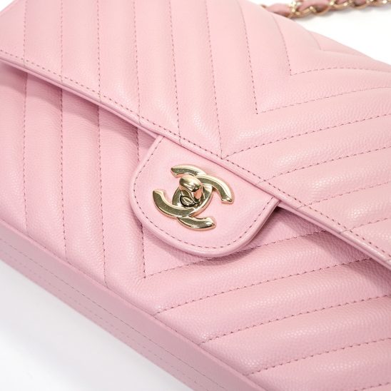CHANEL シャネル クラシック ハンドバッグ ピンク キャビアスキン A01112 Y04059 NJ523