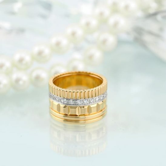 BOUCHERON　ブシュロン キャトル ラディアント フルパヴェ ダイヤモンド リング イエローゴールド ホワイトゴールド