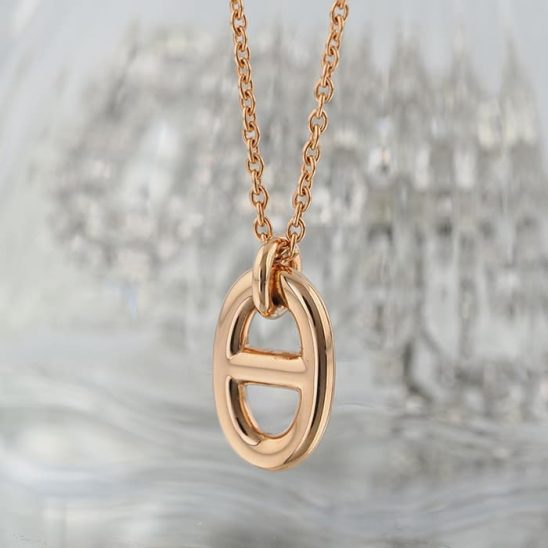 HERMES エルメス シェーヌダンクル ファランドール ペンダント ネックレス ピンクゴールド PM