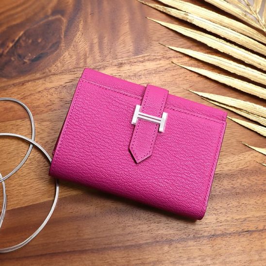 HERMES エルメス ベアン コンビネ シェーブル ローズパープル シルバー金具