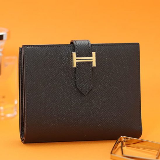 HERMES エルメス ベアン コンパクト エプソン ノワール ゴールド金具