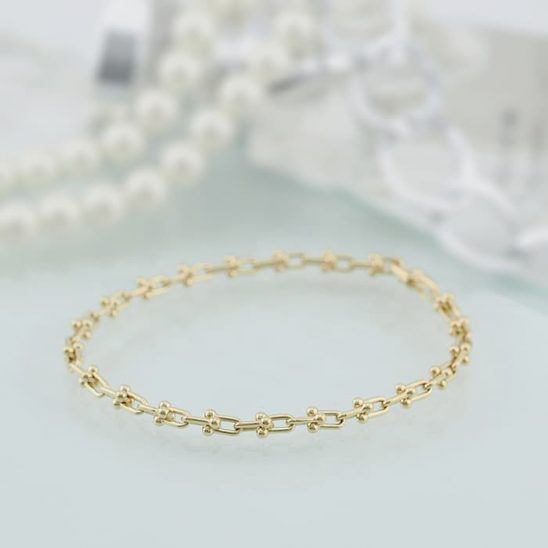 TIFFANY & Co. ティファニー ハードウェア ブレスレット マイクロリンク イエローゴールド ミディアムサイズ 60416931/60416923