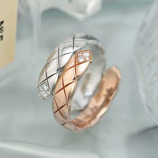 CHANEL シャネル ココ クラッシュ コレクション リング ラージモデル ベージュゴールド ホワイトゴールド ダイヤモンド 18号 J11972