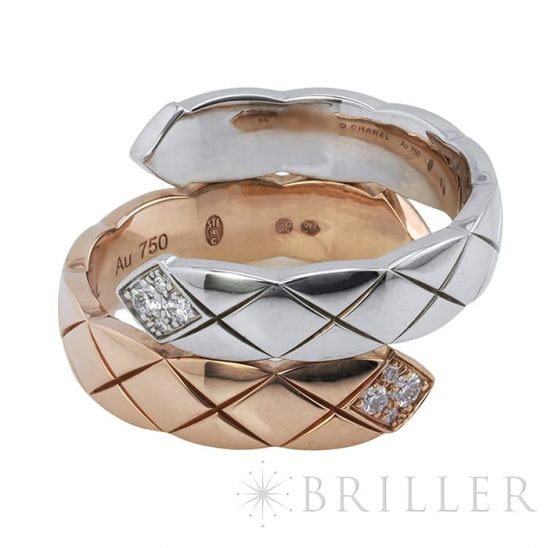 CHANEL シャネル ココ クラッシュ コレクション リング ラージモデル ベージュゴールド ホワイトゴールド ダイヤモンド 18号 J11972