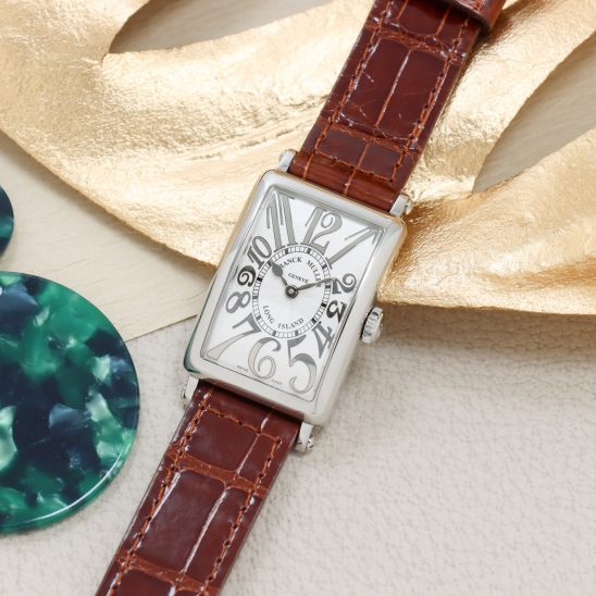 FRANCK MULLER フランク・ミュラー ロングアイランド 902 QZ シルバー レリーフ ブラウンレザーベルト