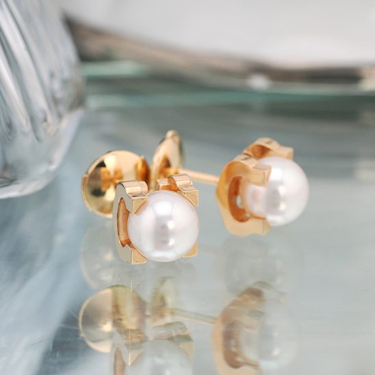 CARTIER カルティエ C ドゥ カルティエ パール ピアス ピンクゴールド B8041700