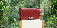 CHANEL シャネル ボーイシャネル ハンドバッグ シャイニー グレインド カーフスキン レッド A67086