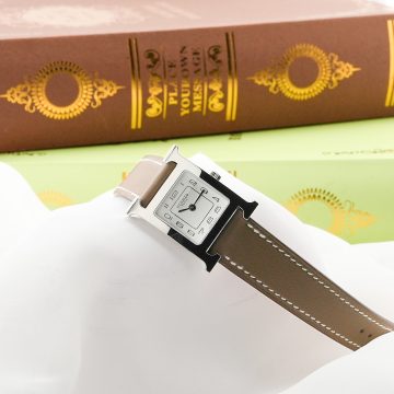 HERMES エルメス Hウォッチ 30mm ミディアム エトゥープ ヴォー・スウィフト W403473WW00