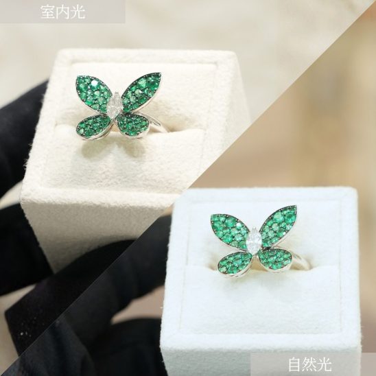 GRAFF グラフ パヴェ バタフライ エメラルド リング 8号