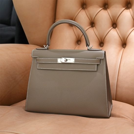 HERMES エルメス ケリー 28 セリエ エプソン エトゥープ シルバー金具