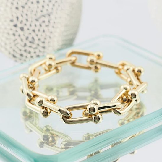 TIFFANY & Co. ティファニー ハードウェア ラージリンク ブレスレット イエローゴールド ミディアムサイズ 60153072