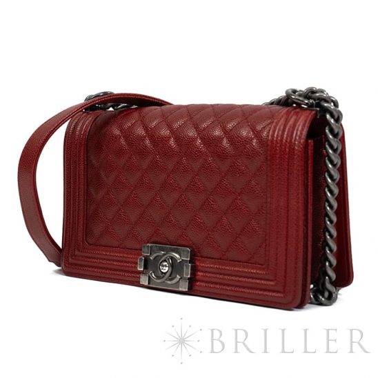 CHANEL シャネル ボーイシャネル ハンドバッグ シャイニー グレインド カーフスキン レッド A67086