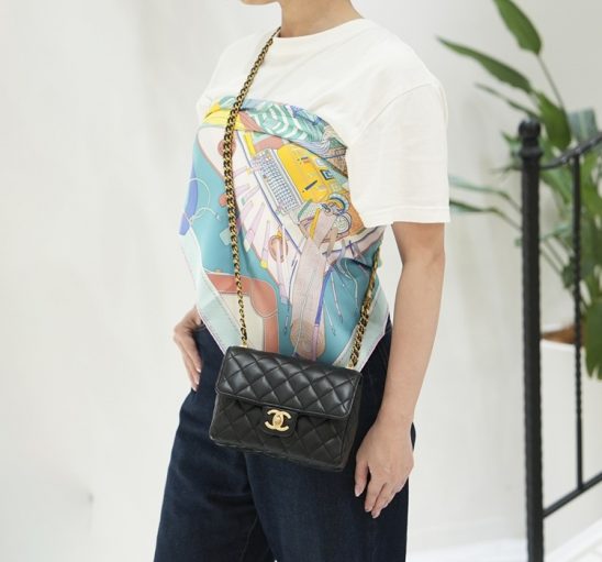 CHANEL シャネル ミニマトラッセ ラムスキン チェーンショルダーバッグ ゴールド金具 AS3442