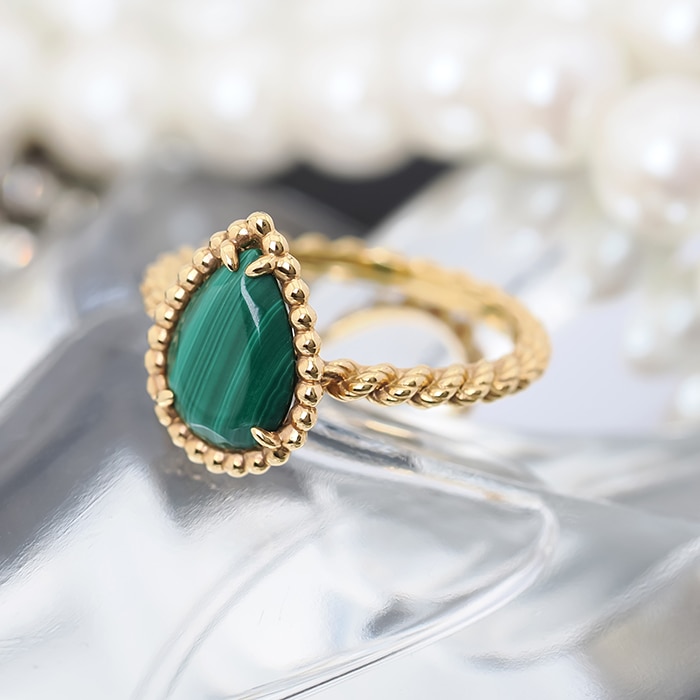 BOUCHERON　ブシュロン セルパンボエム リング スモール マラカイト イエローゴールド 12号 JRG02795【未使用】