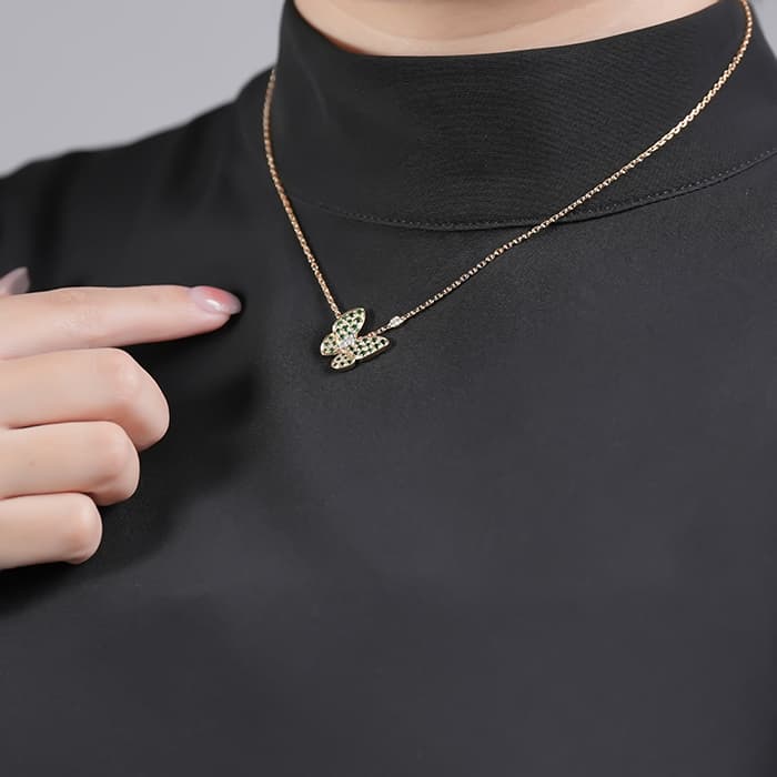 Van Cleef & Arpels ヴァン クリーフ&アーペル ドゥ パピヨン ペンダント ネックレス イエローゴールド ツァボライトガーネット ダイヤモンド VCAR06W700