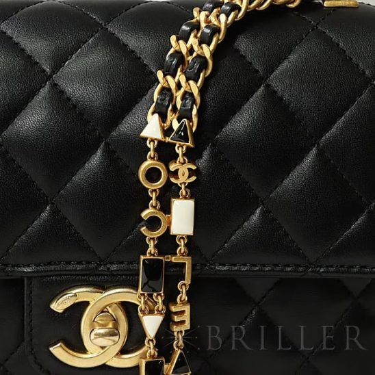 CHANEL シャネル ミニマトラッセ ラムスキン チェーンショルダーバッグ ゴールド金具 AS3442