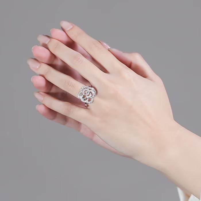 CHANEL シャネル カメリア コレクション リング ミディアムモデル ホワイトゴールド ダイヤモンド 16号 J2579